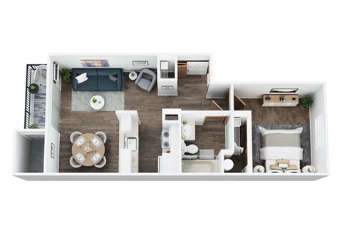 Floor plan for 1 bed, 1 bath, 542 sqft